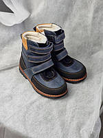 Дитячі утеплені шкіряні ортопедичні черевики на липучках на флісі 27 р, фото 5