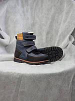 Дитячі високі шкіряні ортопедичні черевики на хутрі для дівчаток з натуральної шкіри 28 р, фото 3