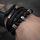 Чоловічий браслет з натурального каменю з шоломом SOULSKULL преміум якість, фото 2