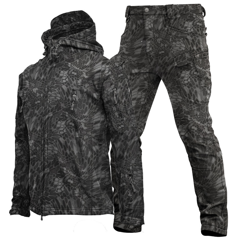 Костюм софтшел Gman "КріпТек" Soft Shell чорний питон-камуфляж на флісі розмір L