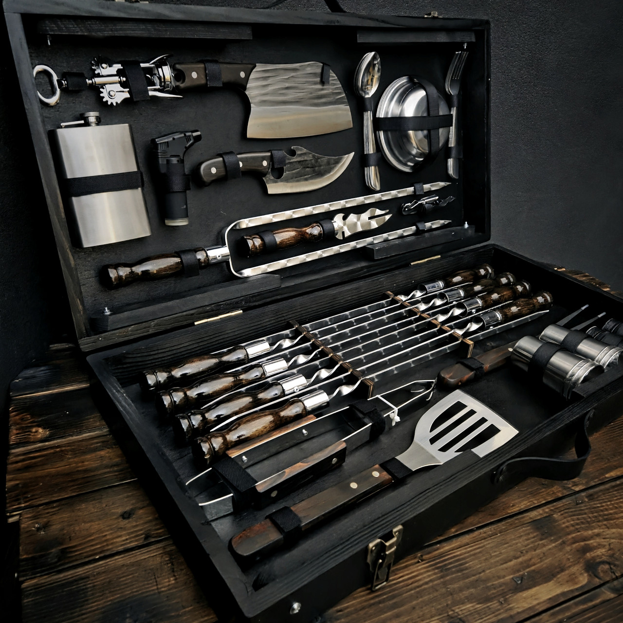 Набір шампурів у дерев'яному кейсі-столику "Богатир XL", фото 1