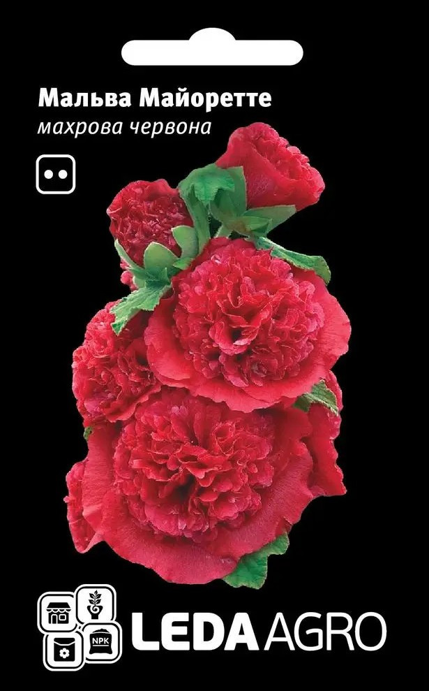 Мальва Майоретте, червона махрова 0,2 г (Leda Agro), фото 1