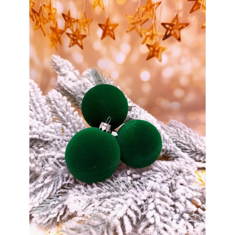 Набір ялинкових куль «Бархат» 60 мм стиль і затишок для вашої ялинки 6 шт Зелений