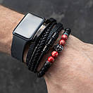 Чоловічий браслет з натурального каменю з шоломом FEAR преміум якість, фото 2