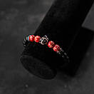 Чоловічий браслет з натурального каменю з шоломом FEAR преміум якість, фото 3