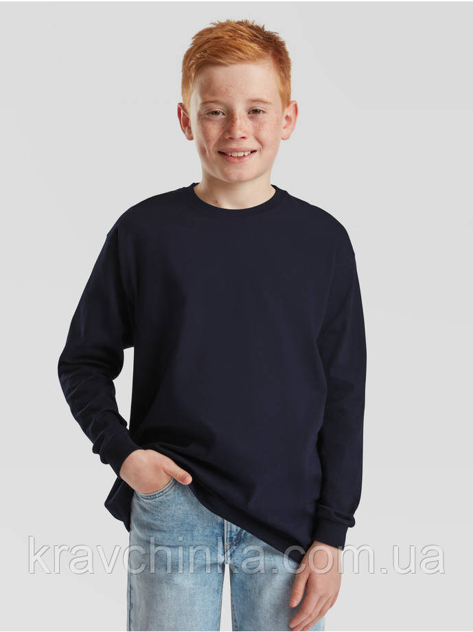 Детская футболка с длинными рукавами однотонная Fruit of the Loom Kids Valueweight Long Sleeve T - фото 1 - id-p2776259927