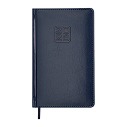 Щотижневик датов. 2026 BRAVO, A5, синій, штуч. шкіра/поролон