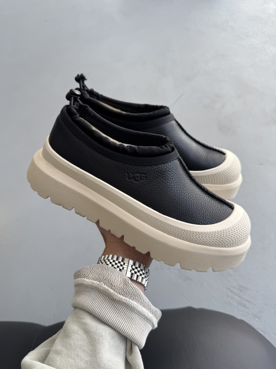 Уггі чоловічі чорно-білі зимові UGG Tasman Weather Hybrid Black Birch (19291), фото 1