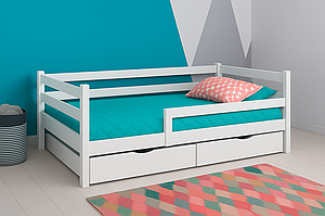 Ліжко Соня 80 х 190 см із захисним бортиком і 2 ящиками (біла)