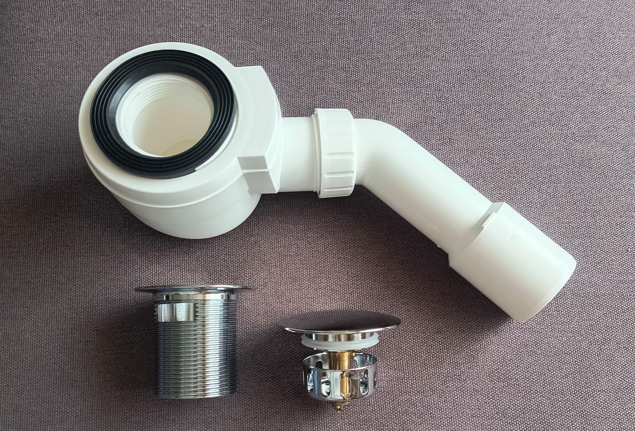 Сифон для ванни з прихованим переливом, хром, HC26-IOFS-95-CB, фото 1