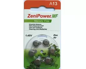 Батарейки до слухових апаратів ZeniPower A13 - (6 штук у блістері)