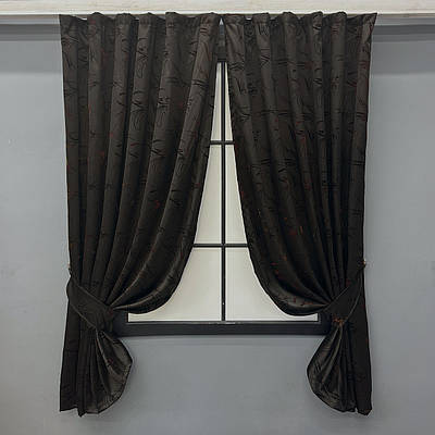 Комплект (2шт. 1,4х1,7м.) коротких штор. Колір чорний. Код 35-0399