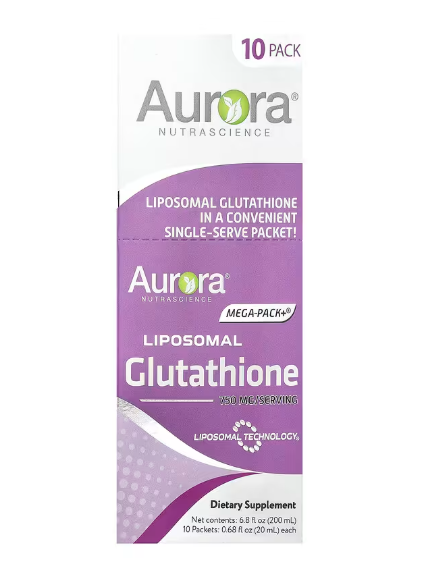 Ліпосомальний глутатіон liposomal glutathione Aurora Nutrascience Mega-Pack+® 10 пакетиків по 20 мл, фото 1