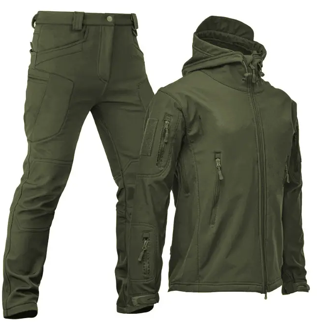 Костюм Energy на флісі олива софтшелл SoftShell куртка знімний капюшон та штани розмір М, фото 1