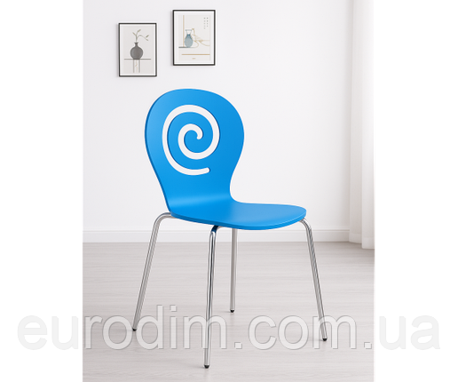 Стілець Лев дерев'яний блакитний, фото 2