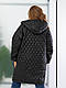 Жіноча стьобана куртка з капюшоном демісезонна пряма оверсайз двостороння блискавка чорна 52-70 - фото 3 - id-p2776751697