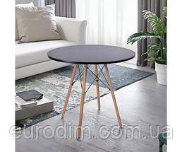 Столик Тауер Вуд журнальний чорний круглий, фото 2