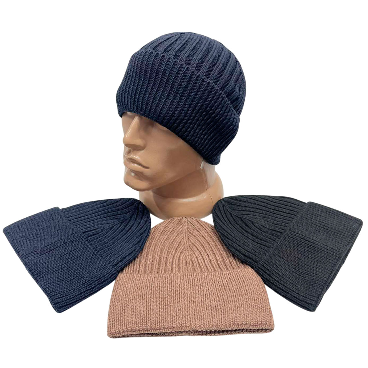 Чоловіча одинарна шапка Віскоза з відворотом Розмір: 55- 60 (17311), фото 1