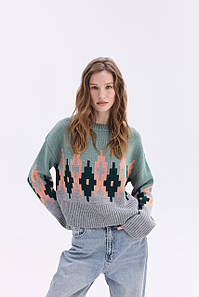 Джемпер "Аліса" (бірюза,сірий)