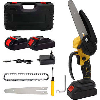Акумуляторна міні пила 6" + 2 АКБ 24V / Ланцюгова пила для саду / Електропила / Ручна пила для обрізання гілок