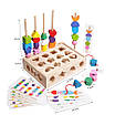 Дерев'яна гра монтессорі головоломка 3в1 Колишки фігурки сортер шнурівка та завдання для дитячого розвитку, фото 7