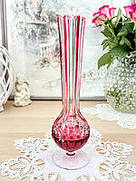 Вінтажна німецька кришталева ваза, рожевий кольоровий кришталь, 28 см