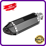 Akrapovic Карбоновий Вихлоп Прямоточний Глушник Мото Прямоток для Мотоциклу 37 см діаметр 38/51 мм, фото 2