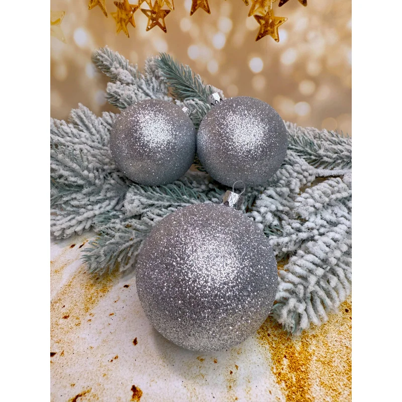 Набір ялинкових куль «Блиск» 80 мм стиль і затишок для вашої ялинки 6 шт Срібло