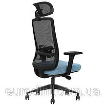 Крісло поворотне TERRY чорне/синя тканина/чорний каркас, фото 3