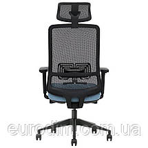 Крісло поворотне TERRY чорне/синя тканина/чорний каркас, фото 5