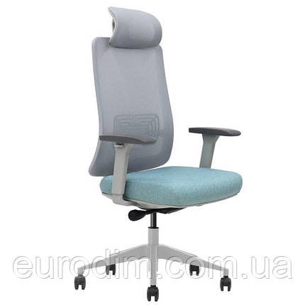 Крісло поворотне TERRY сіре/зелена тканина/сірий каркас, фото 1