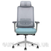 Крісло поворотне TERRY сіре/зелена тканина/сірий каркас, фото 2