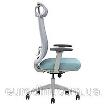 Крісло поворотне TERRY сіре/зелена тканина/сірий каркас, фото 3