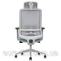 Крісло поворотне TERRY сіре/зелена тканина/сірий каркас, фото 4