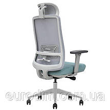 Крісло поворотне TERRY сіре/зелена тканина/сірий каркас, фото 5