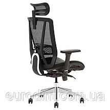 Крісло поворотне ROBERT чорна тканина/алюміній, фото 4