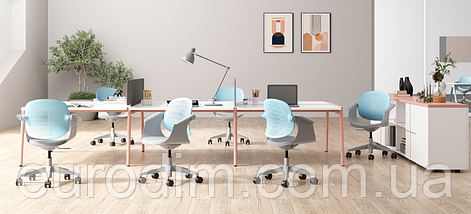 Крісло поворотне ARLEN світло-бірюзове/сіра тканина/сірий каркас, фото 5