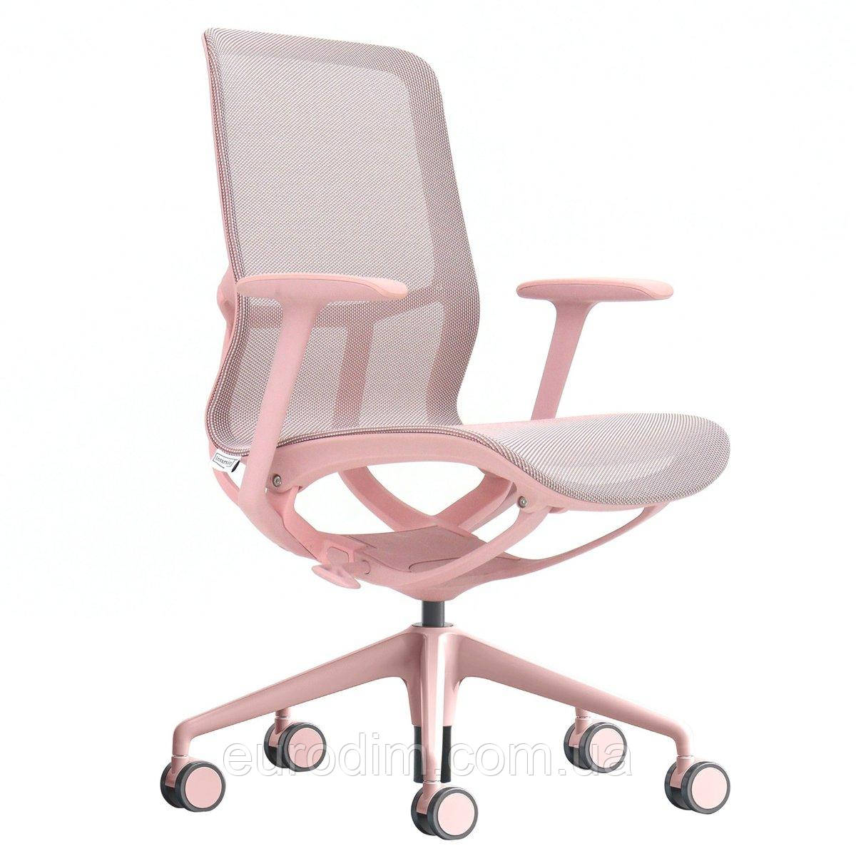 Крісло поворотне REGINA рожева сітка/рожевий каркас