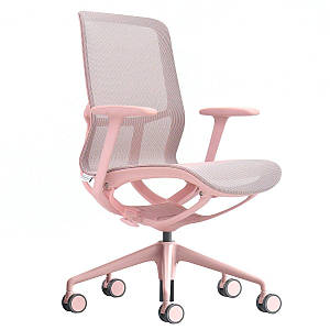 Крісло поворотне REGINA рожева сітка/рожевий каркас