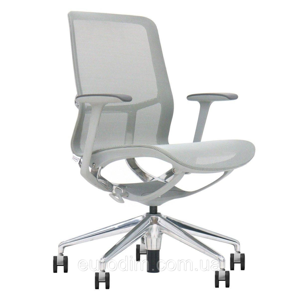 Крісло поворотне REGINA сіра сітка/алюміній