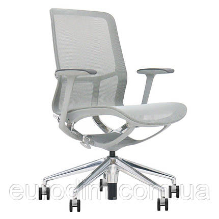 Крісло поворотне REGINA сіра сітка/алюміній, фото 1
