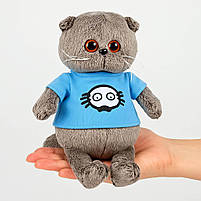 М’яка іграшка Кіт Басик 24 см у блакитній футболці — плюшевий котик, арт. 98755-95, фото 4