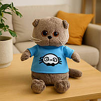 М’яка іграшка Кіт Басик 24 см у блакитній футболці — плюшевий котик, арт. 98755-95, фото 7