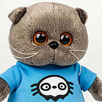 М’яка іграшка Кіт Басик 24 см у блакитній футболці — плюшевий котик, арт. 98755-95, фото 3