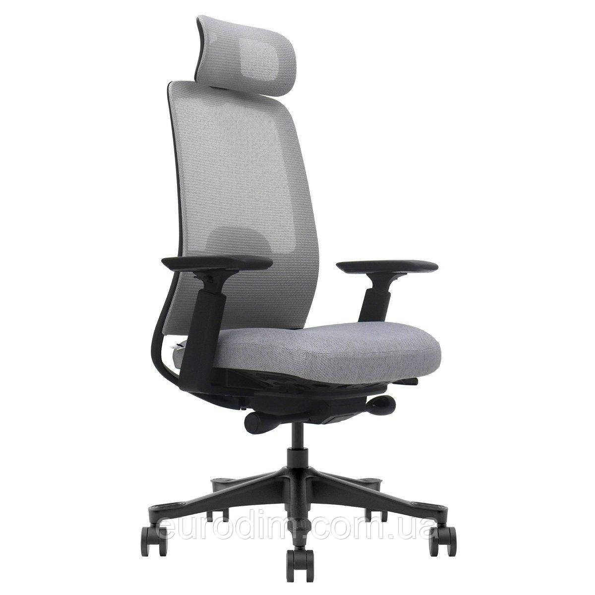 Крісло поворотне RUSSELL сіра тканина/чорний каркас