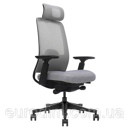 Крісло поворотне RUSSELL сіра тканина/чорний каркас, фото 1