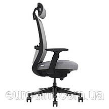 Крісло поворотне RUSSELL сіра тканина/чорний каркас, фото 3