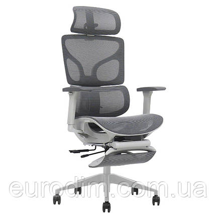 Крісло поворотне MARKUS F сіра сітка/сірий каркас з підставкою для ніг, фото 1
