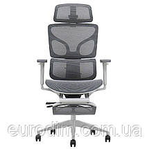 Крісло поворотне MARKUS F сіра сітка/сірий каркас з підставкою для ніг, фото 3