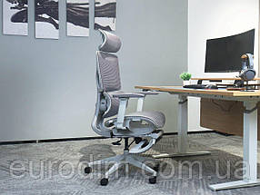 Крісло поворотне MARKUS F сіра сітка/сірий каркас з підставкою для ніг, фото 5